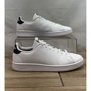 Adidas Advantage Base Mens US 10 White Leather Sneakers Cloudfoam Comfort GZ5299